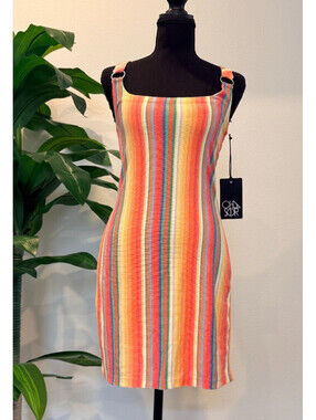 Chaser CW9473 Multi Stripe Knit Mini Dress - Women's Size Small NWT